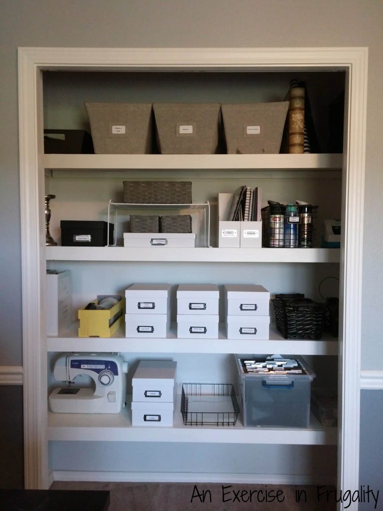 finished floating shelves craft closet