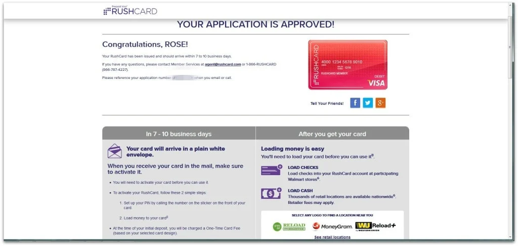 Visa RushCard Application