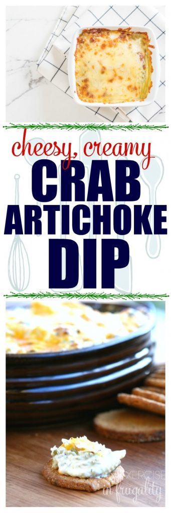 Cheesy, Creamy Artichoke Crab Dip is the best, easy appetizer for all your holiday gatherings. So easy, yet tastes like it's fancy! This has been a tradition in my family for years, we have it every Christmas and both kids and adults love it's bubbly, gooey goodness. You can serve it on crackers, rice crackers for a gluten free option, or veggie sticks for a low carb option. Such a simple recipe, but SO good. #glutenfree #lowcarb #recipes #recipeideas #Christmas #holidays #holidayrecipes