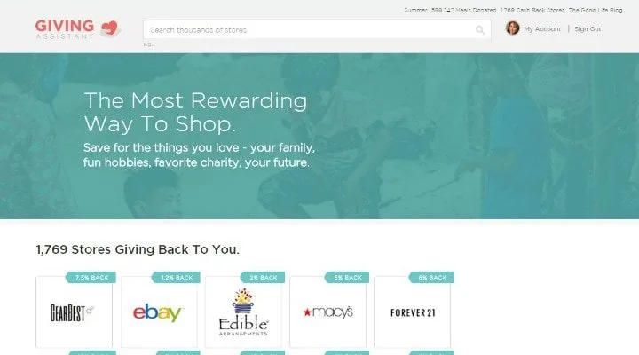 Giving Assistant gives you cash back for shopping at your favorite stores AND gives you the option to donate a portion of your cash back to charity!