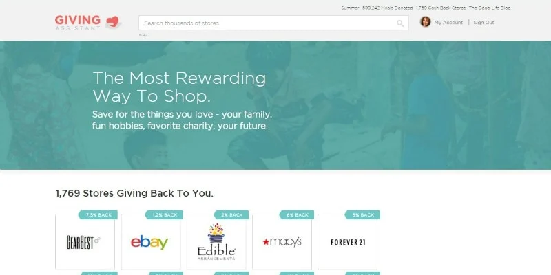 Giving Assistant gives you cash back for shopping at your favorite stores AND gives you the option to donate a portion of your cash back to charity!