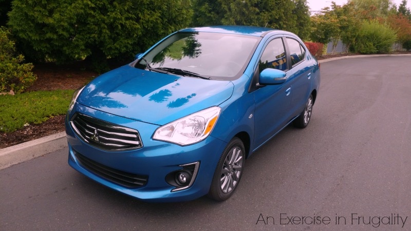 The 2017 Mitsubishi Mirage G4 is a cute little subcompact with awesome gas mileage. We think any frugal family is going to love this car! #DriveMitsubishi #DriveShop AD