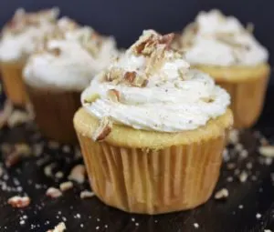 Pecan Cupcakes with Pumpkin Spice Frosting