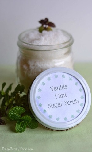 vanilla mint sugar scrub mason jar