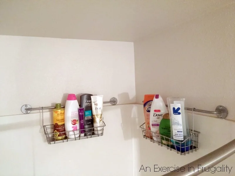 How to Organize Your Shower with a Spice Rack-How on earth does a spice rack turn into a shower organizer? You might be surprised! This is cheap and easy and is the perfect organization solution for small bathrooms! Genius!