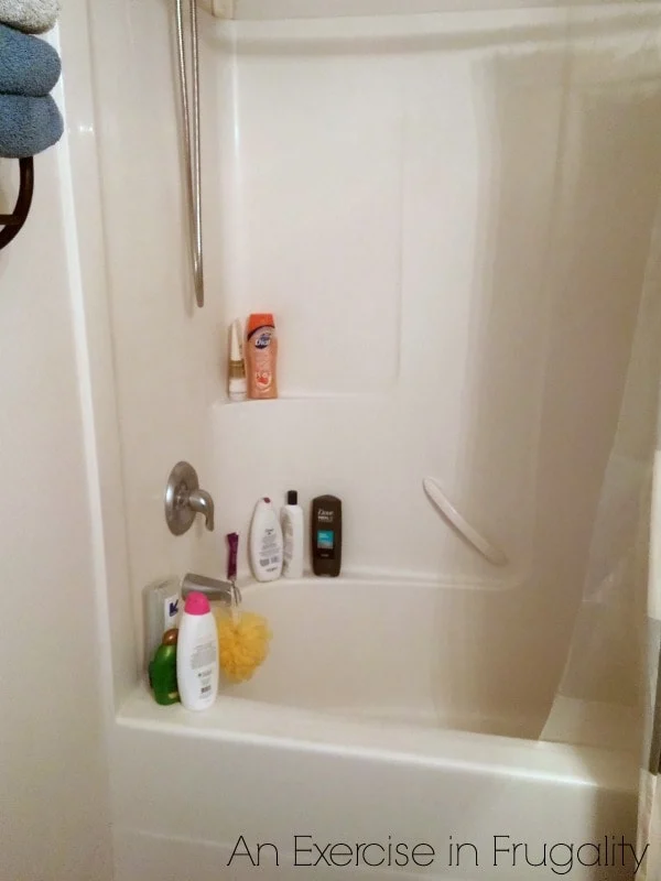 How to Organize Your Shower with a Spice Rack-How on earth does a spice rack turn into a shower organizer? You might be surprised! This is cheap and easy and is the perfect organization solution for small bathrooms! Genius!