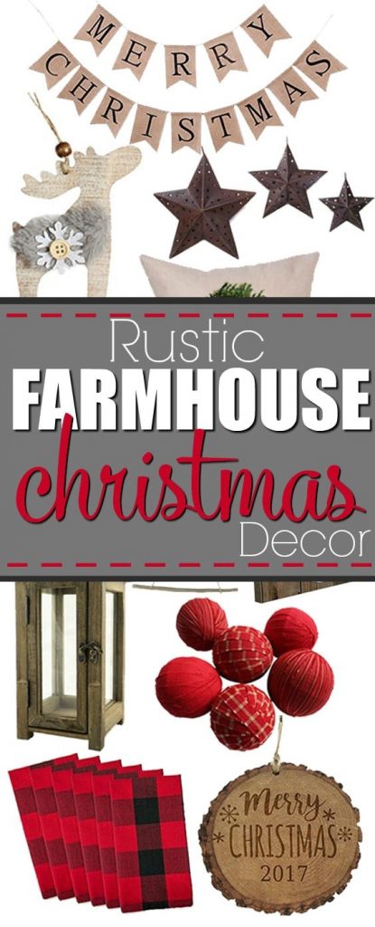 Rustic Farmhouse Christmas Decor Ideas- of course you can DIY your holiday decorations, but if you're not into crafting, you can buy your own rustic farmhouse Christmas decor for cheap! Check out these finds from Amazon that are totally budget friendly. So cute! #rustic #christmas #holiday #decor #ideas #deer #buffaloplaid #burlap