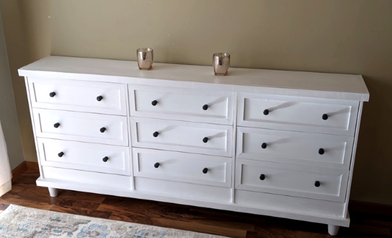 white buffet drawers in kitchen